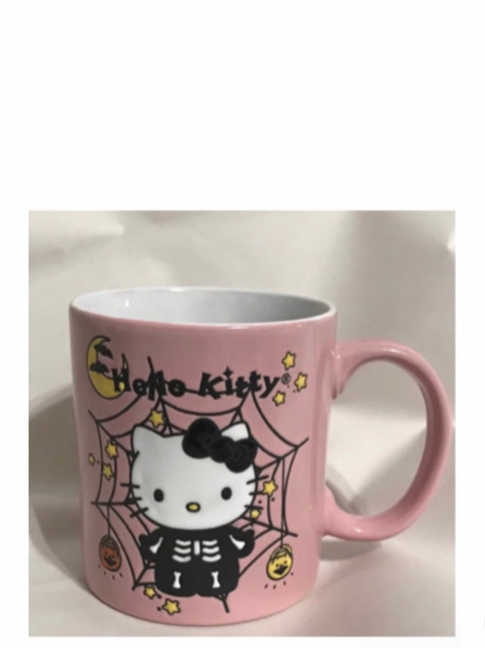 NEW Hello Kitty Pink Halloween Skeleton Mug